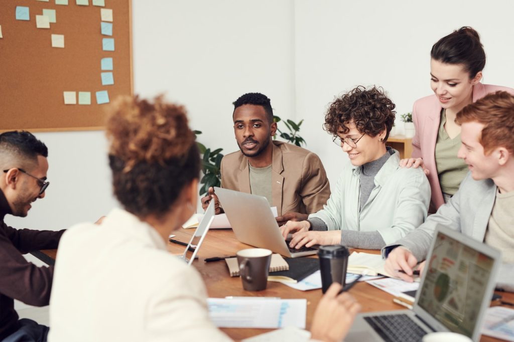 Team of employees in a meeting